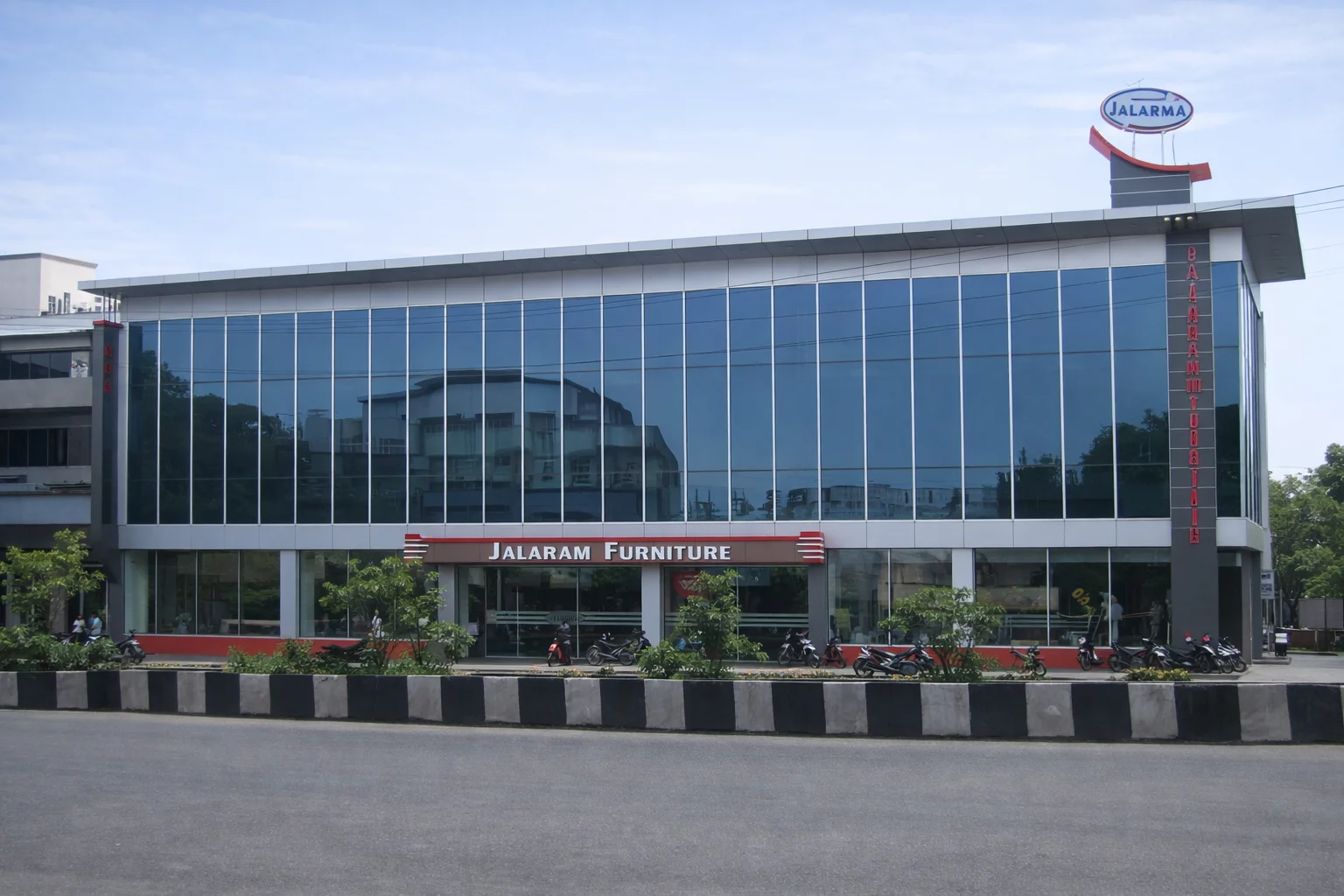 Glass Cladding Facade Work for Jalaram Furniture
